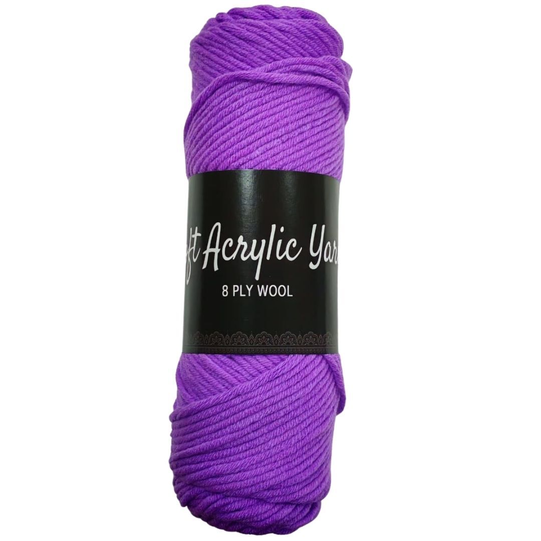 Soft Acrylic Yarn 8 ply Deep Lilac